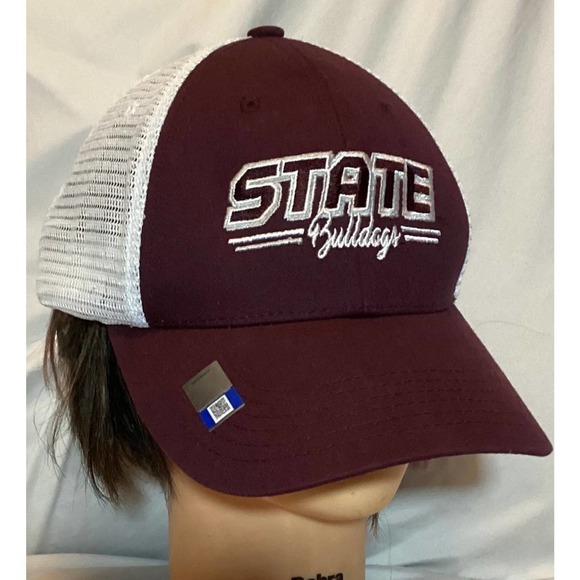 Mississippi State Bulldogs Maroon w White Mesh Snapback Trucker Ball Cap Hat New - Picture 1 of 10